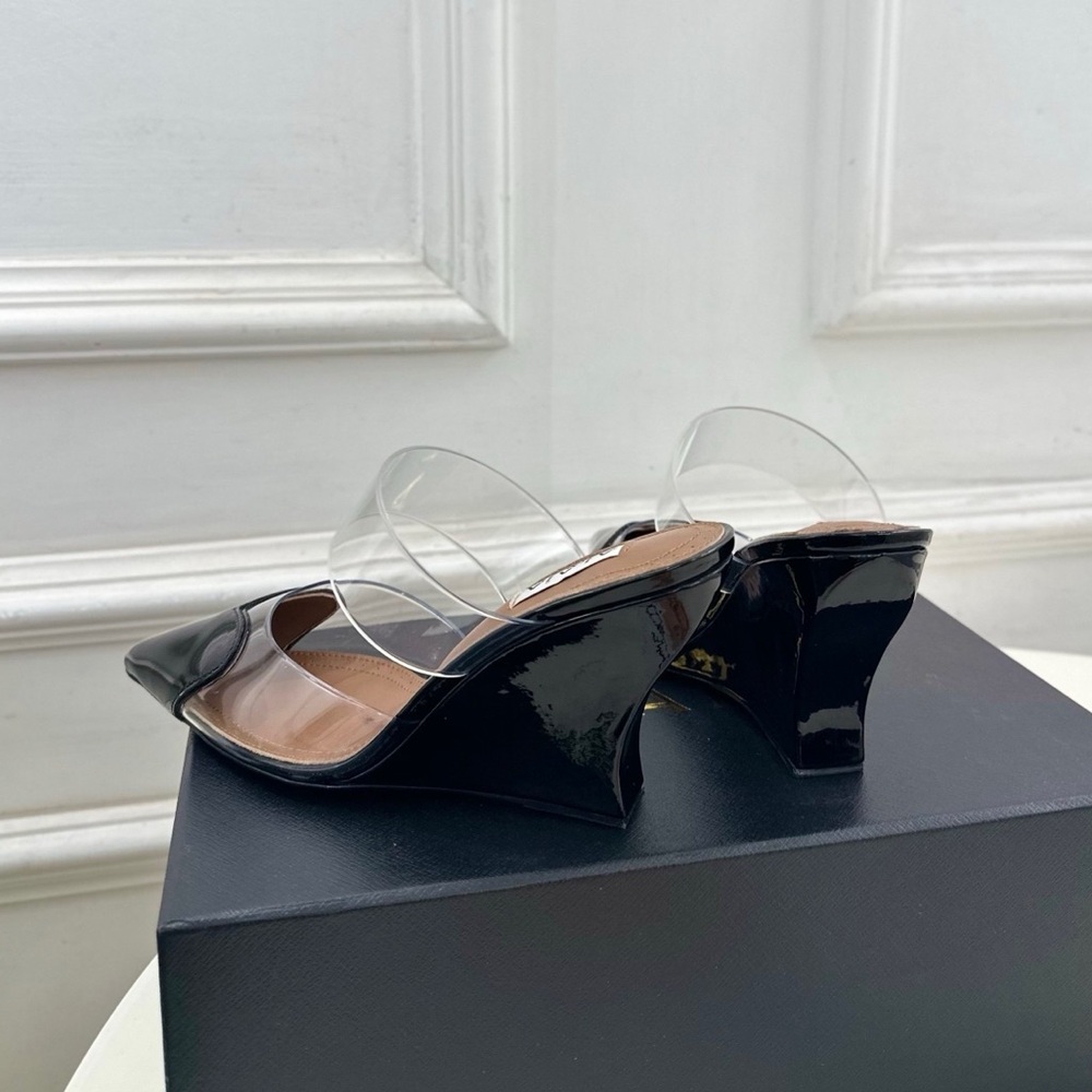 ALAIA Women's Transparent Strap High-Heel Mules with Heart Detail - Picture 6 of 7
